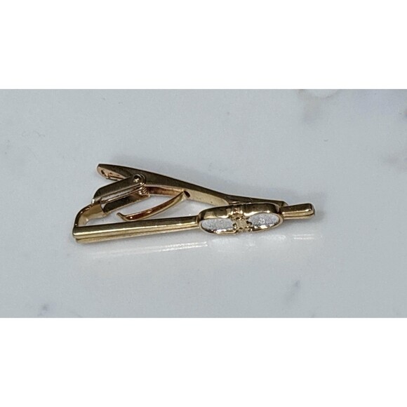 Celine Tie Clip Gold Tone Silver Tone Double C Logo Vintage - Picture 3 of 12